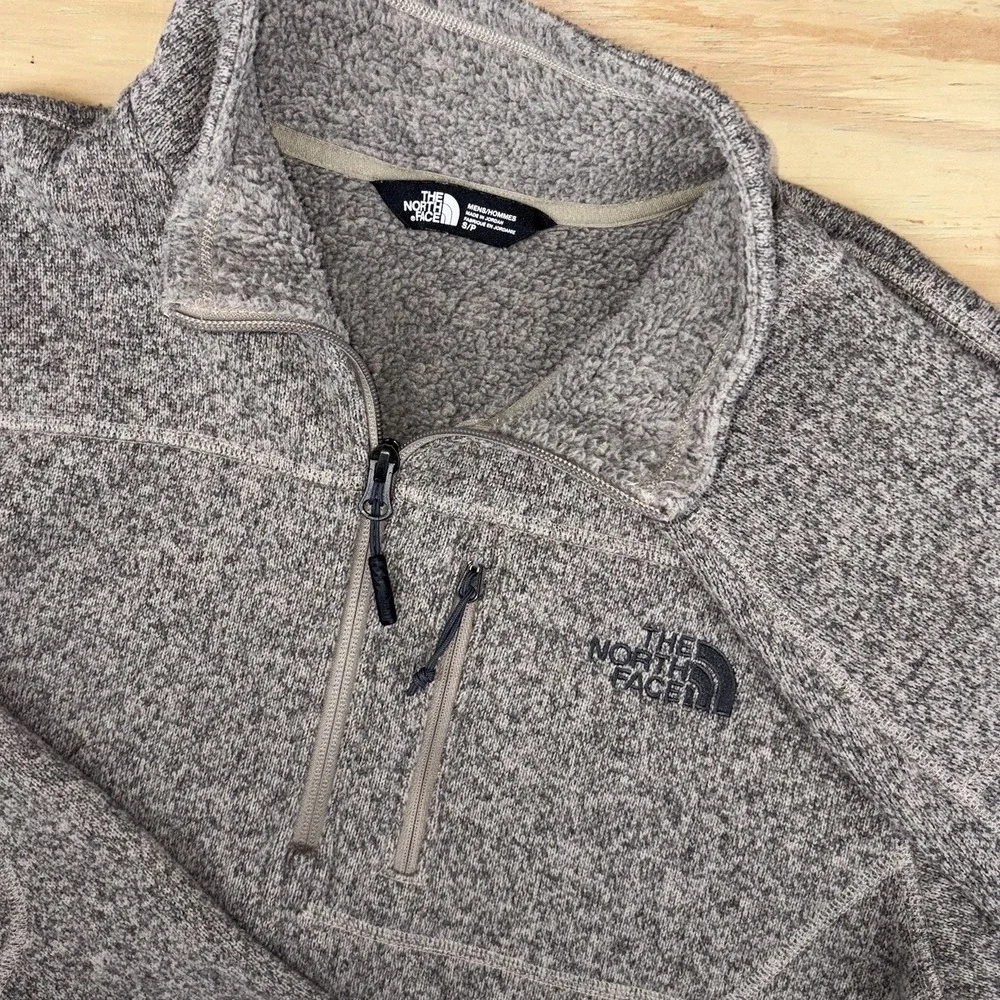 The North Face Gordon Lyons 1/4 Zip Fleece Small Pullover Sweater Heather Brown